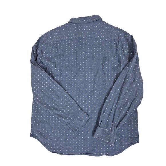 Old Navy Mens Sz XL Classic Shirt Coupe Standard Muted Navy Blue Calico Print - Picture 3 of 6